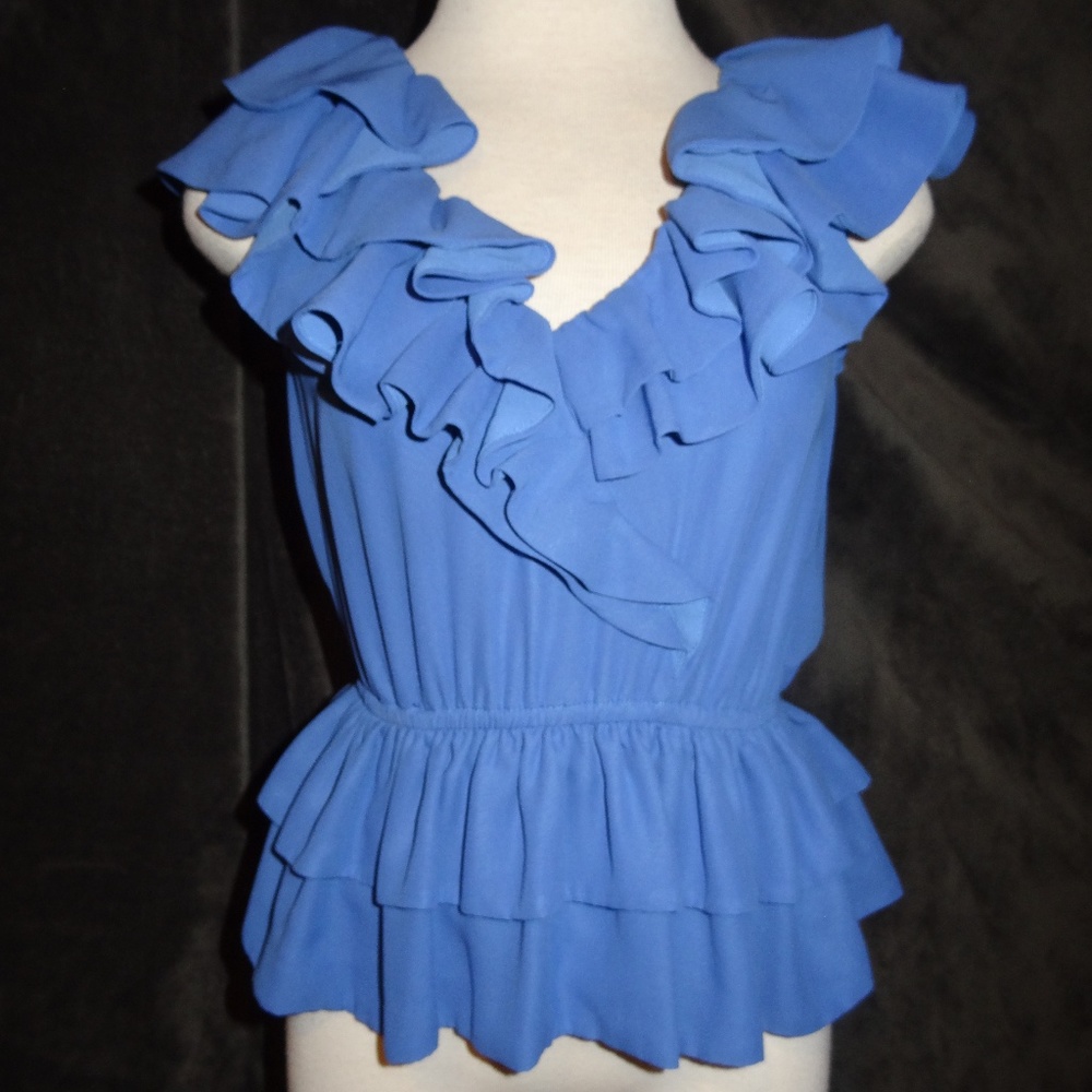 H&M Blue Frilly Blouse